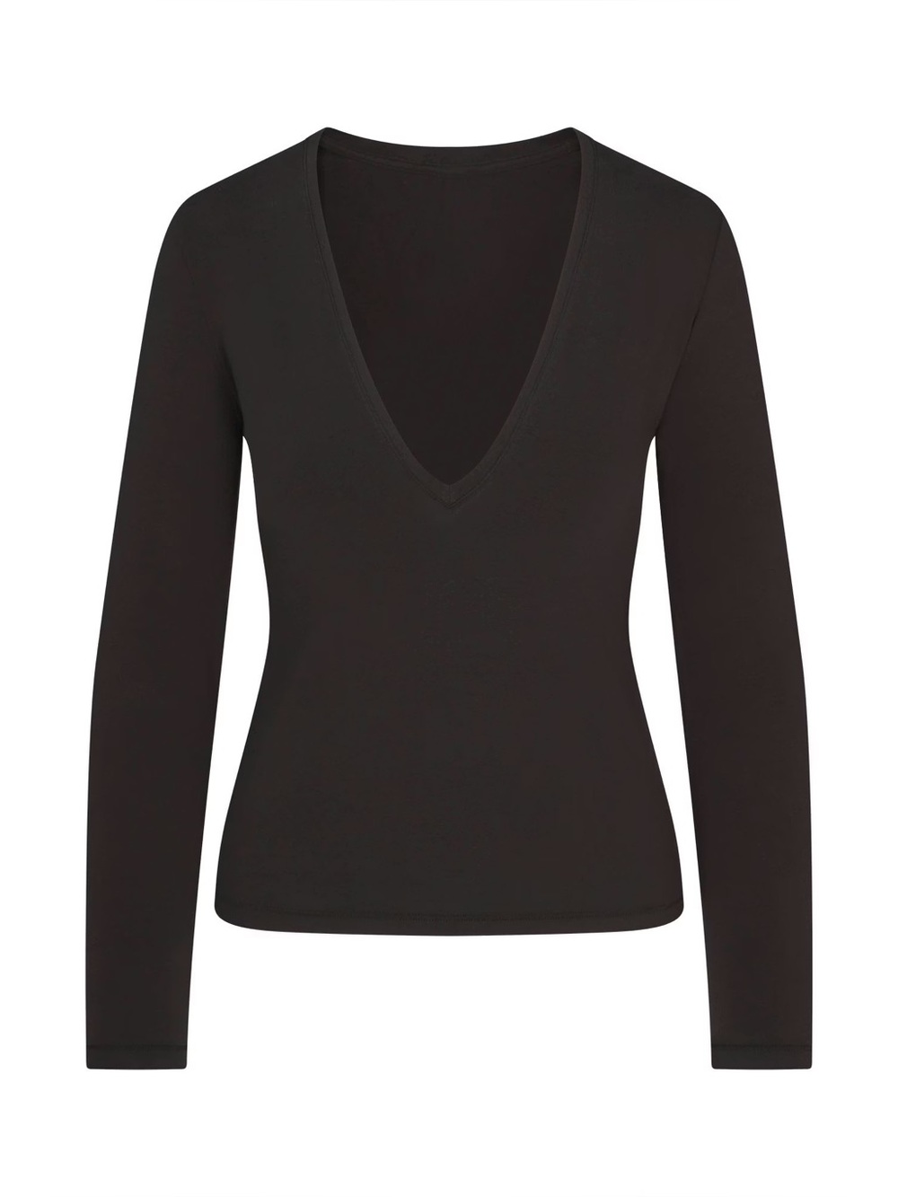 Skims Cotton Jersey V Neck Long Sleeve